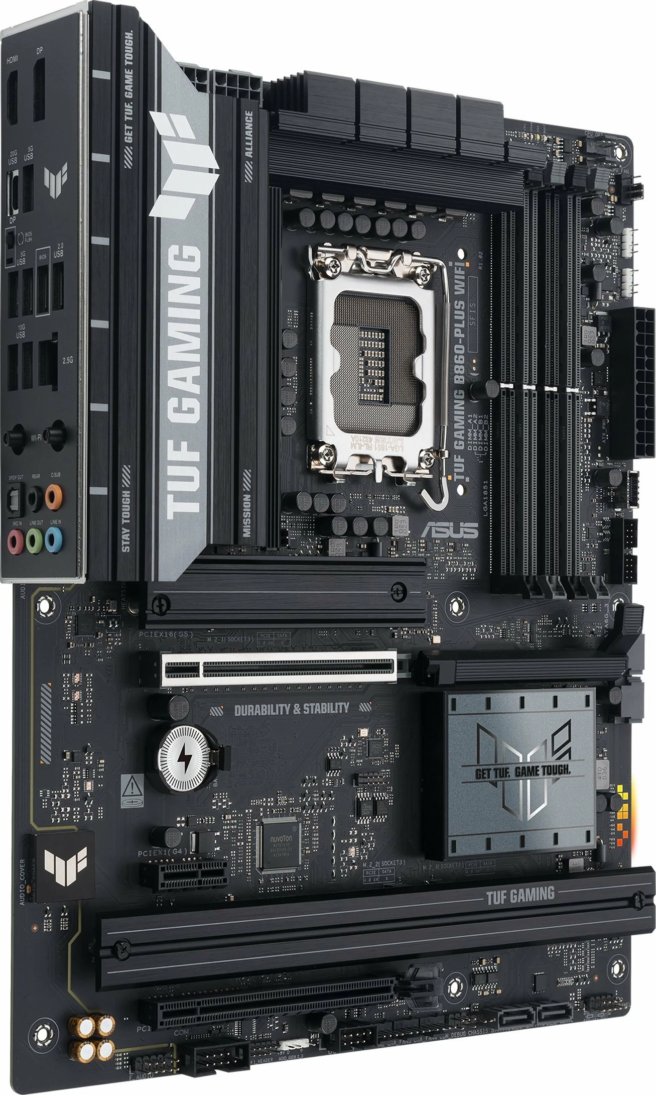 Pllakë amë Asus TUF GAMING B860-PLUS WIFI, ATX, DDR5 deri 256GB, WiFi 7, Bluetooth, 2.5GbE