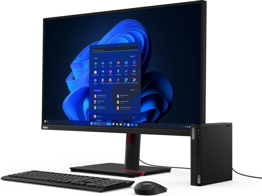 Kasë Lenovo ThinkCentre M70q Gen 5, Intel Core i3-14100T, 8 GB RAM, 256 GB SSD, Windows 11 Pro, e zezë