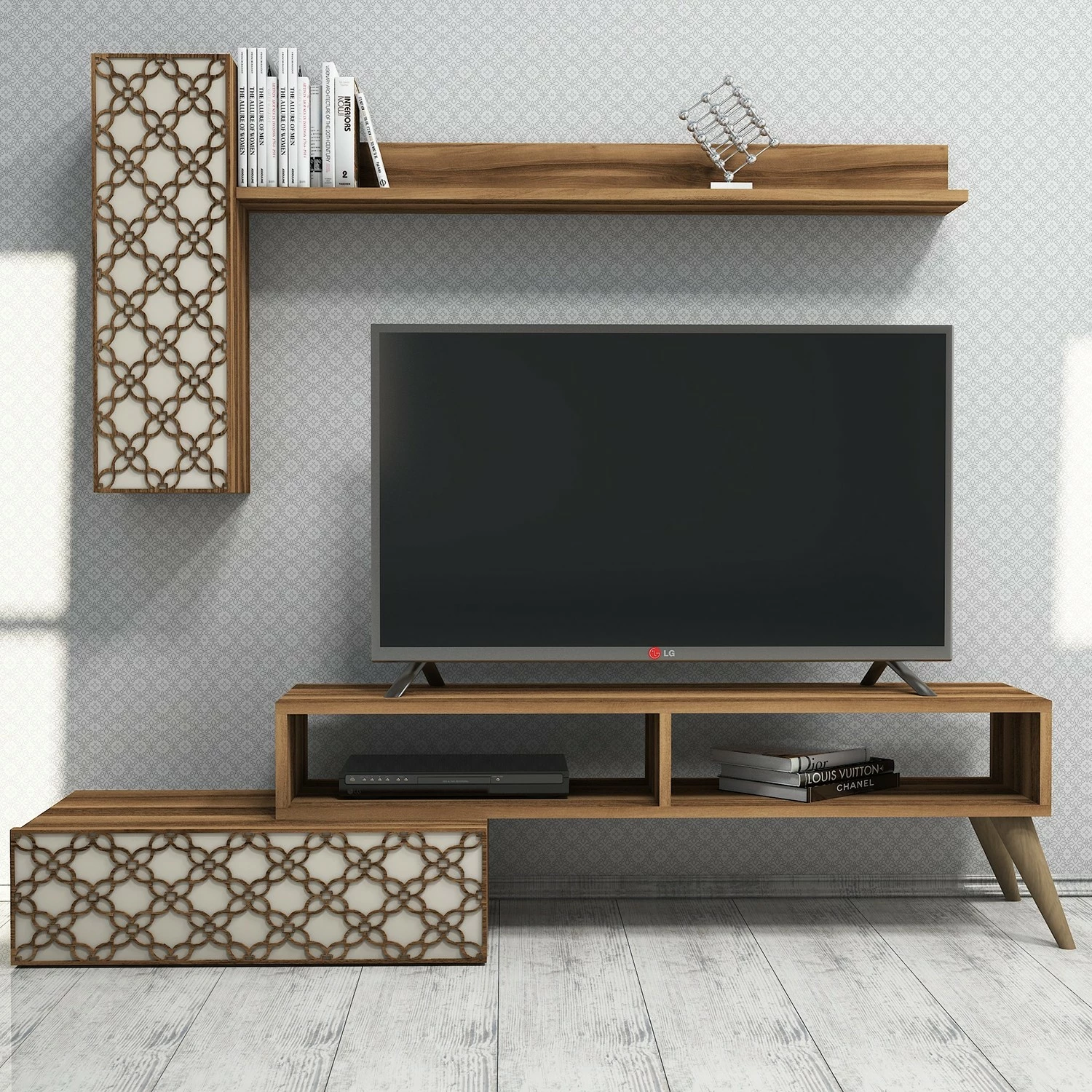Komodë TV Hanah Home, ngjyrë arre dhe krem, Planet