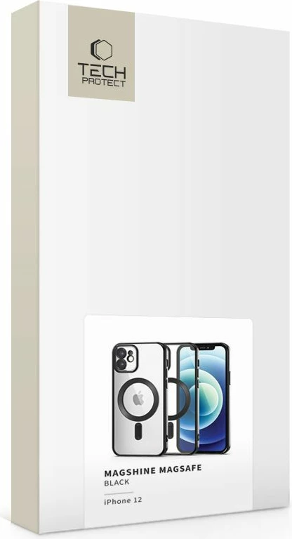 Mbështjellës Tech-Protect MagShine Line MagSafe për iPhone 12, i zi