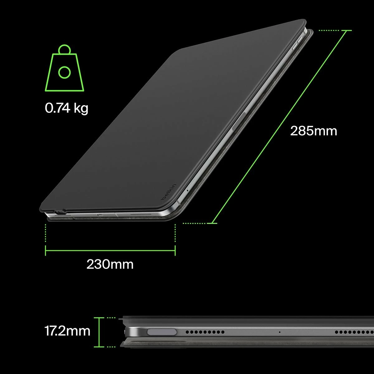 Mbështjellës me tastierë Belkin BBZ003DU-V1 për iPad Pro 12.9", i zi