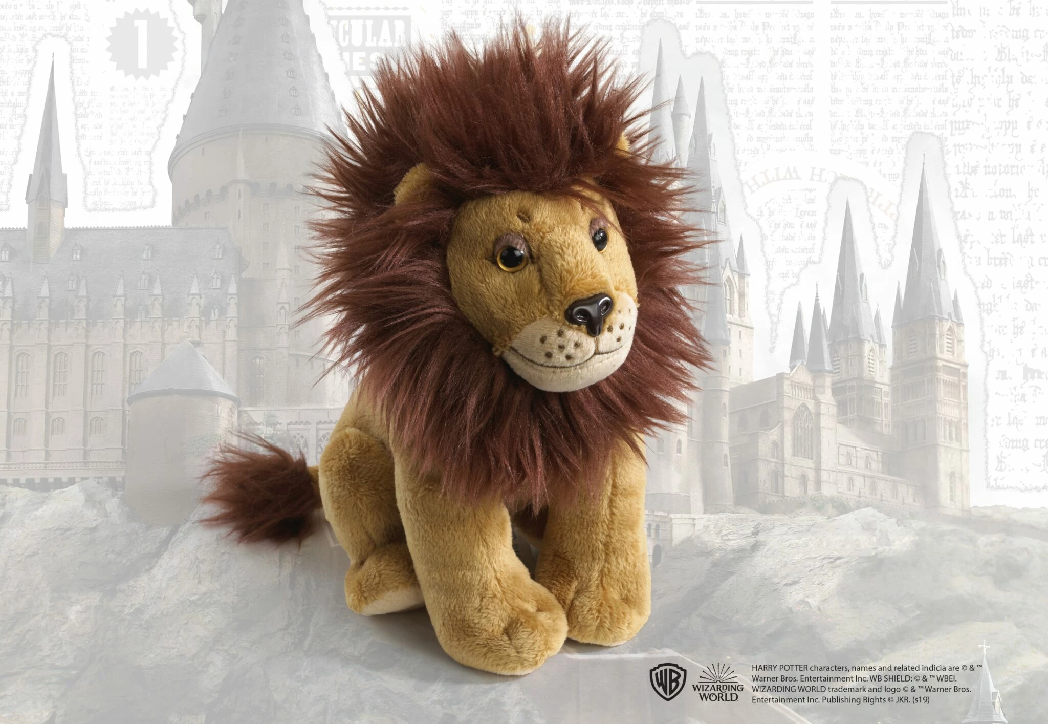 Jastëk me lodër pelushi Noble Collection Harry Potter Gryffindor 34x34 cm, set me luan pelushi, e kuqe