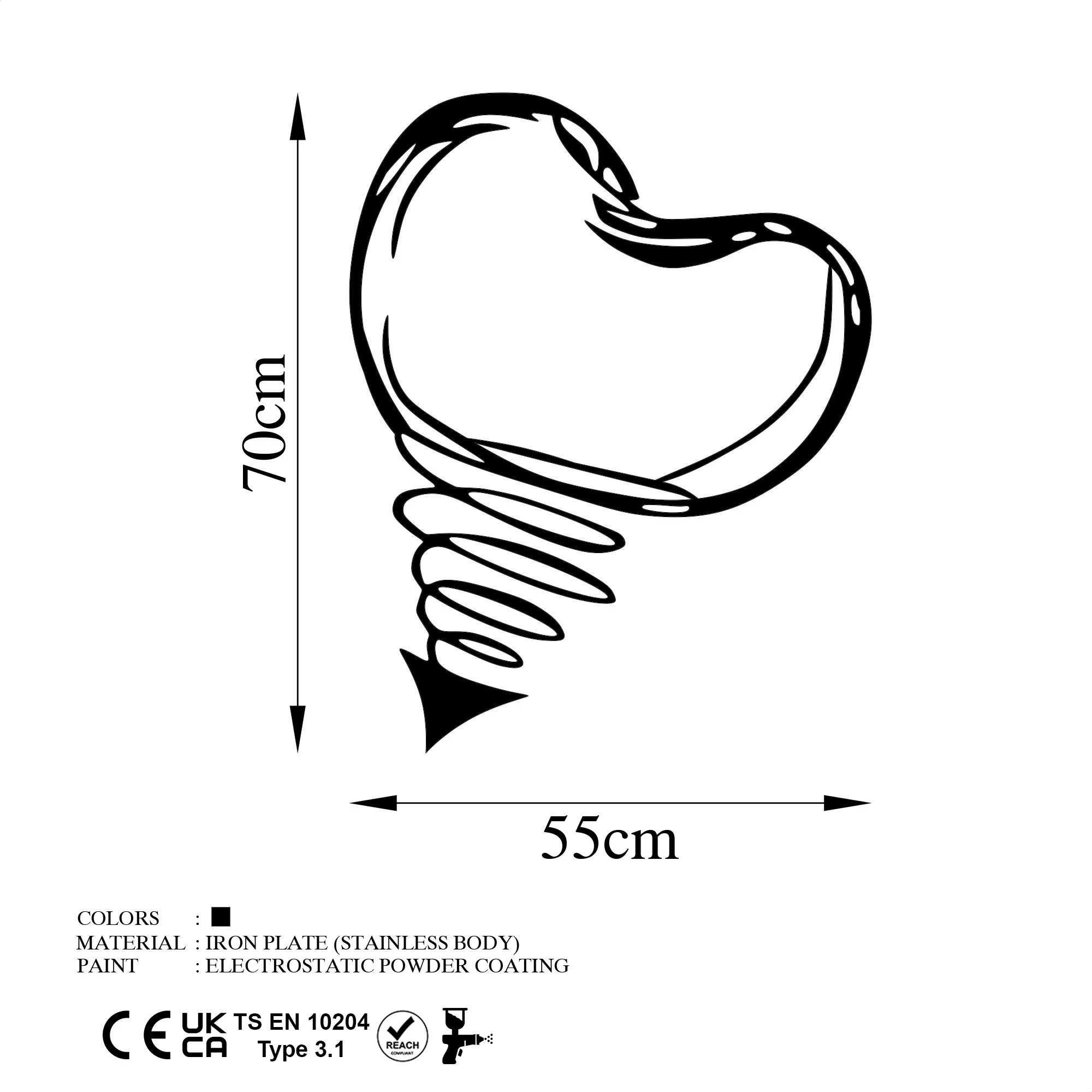 Aksesor dekorativ metalik për mur, Wallity, Fall In Love