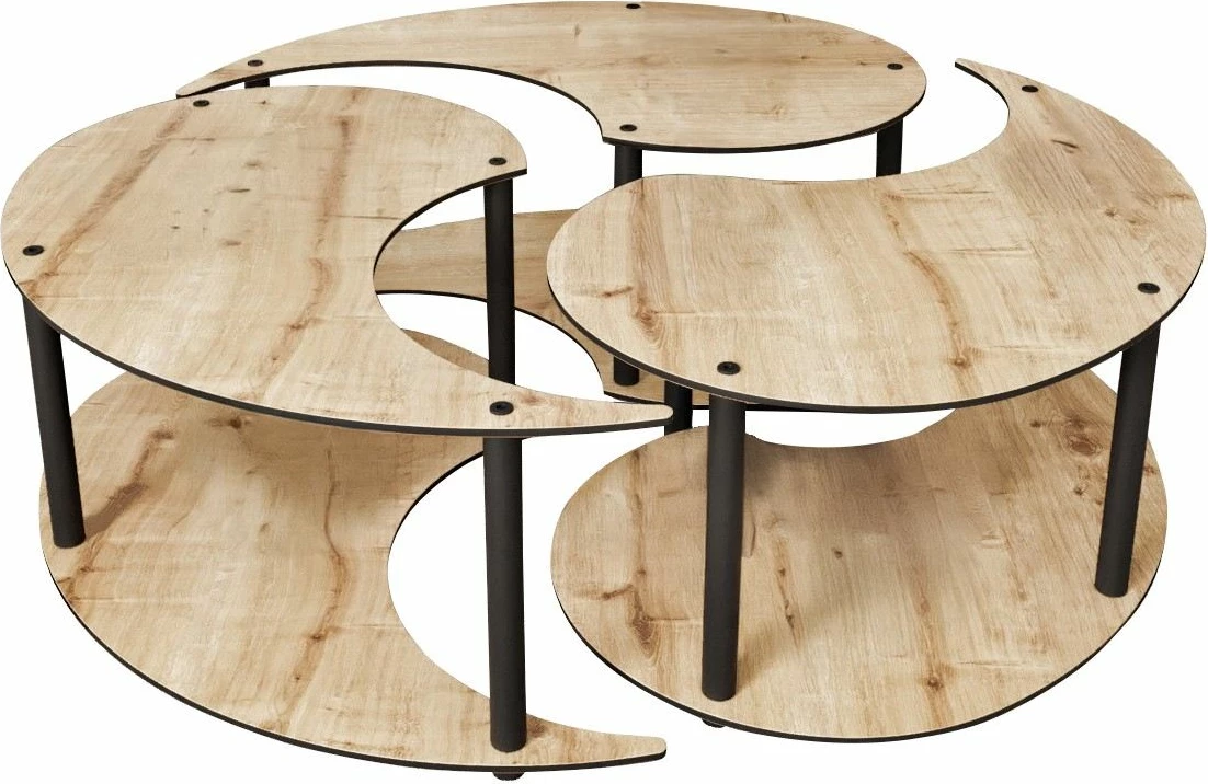 Set tavolinash kafeje Hanah Home, Yin Yang, 3 copë, ngjyrë lisi