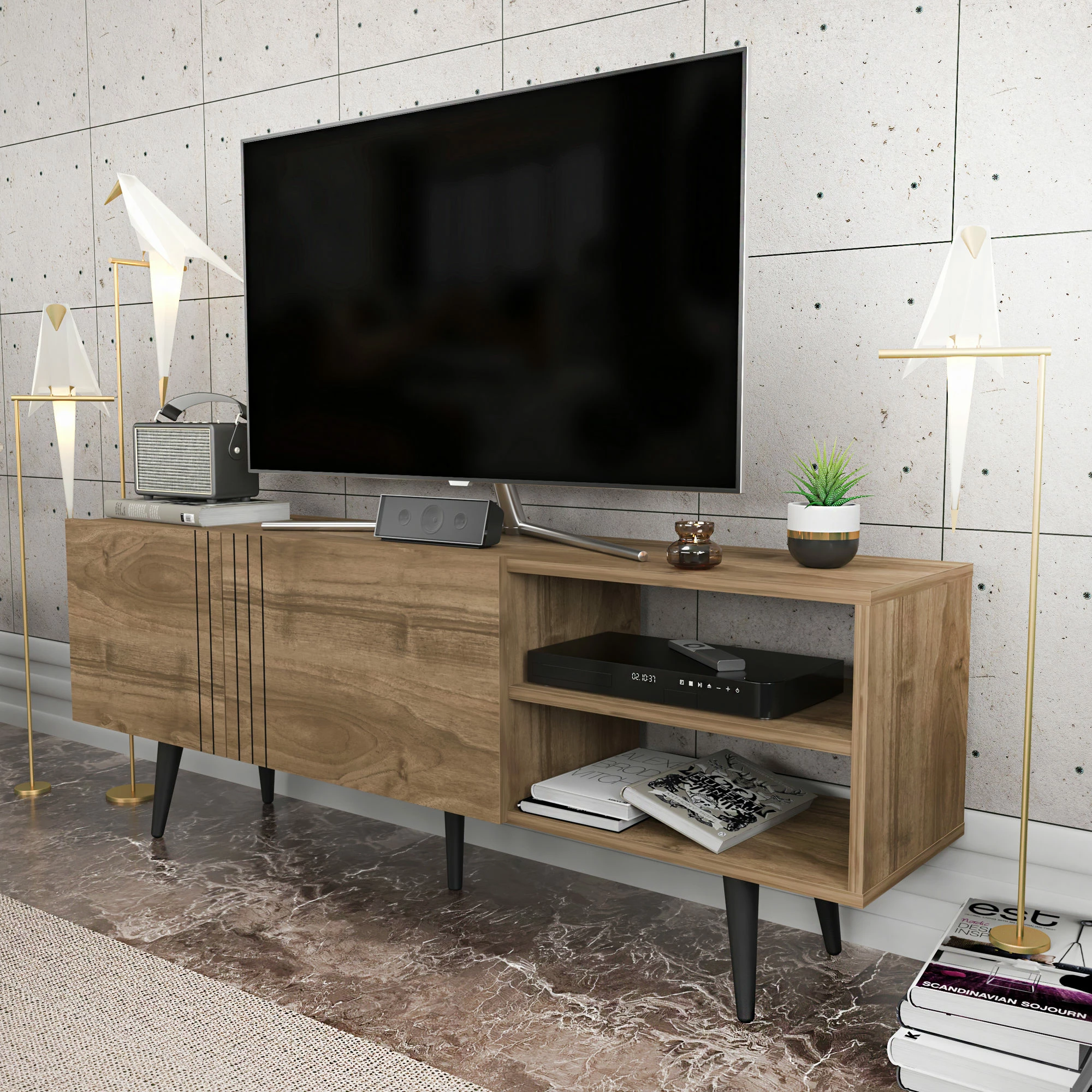 Komodë TV Hanah Home, Ronas, ngjyrë arre