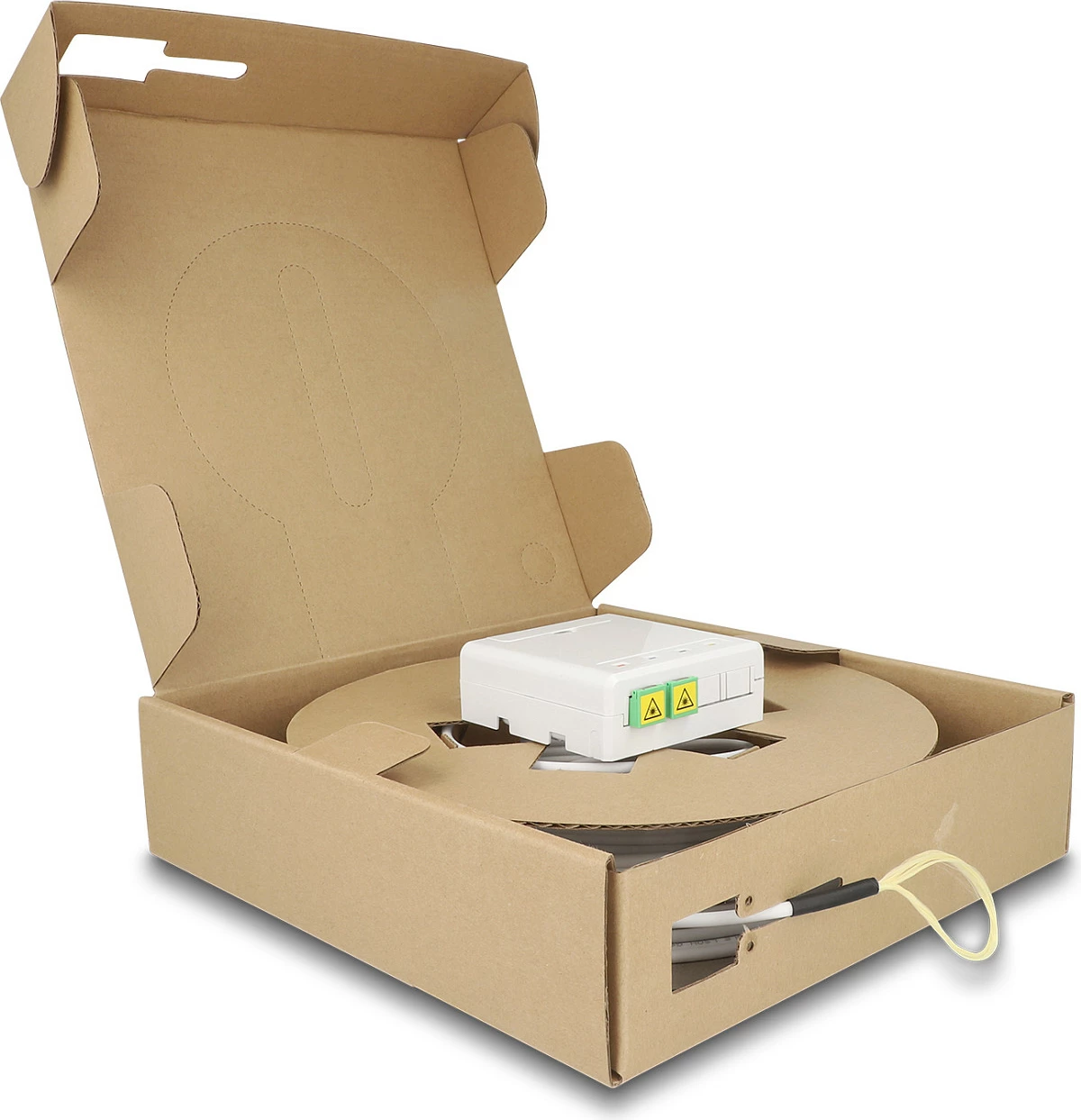 Kuti lidhëse fibër optike DeLOCK 2x SC/APC Simplex, kabllo drop 40 m, G.657.A1, e bardhë