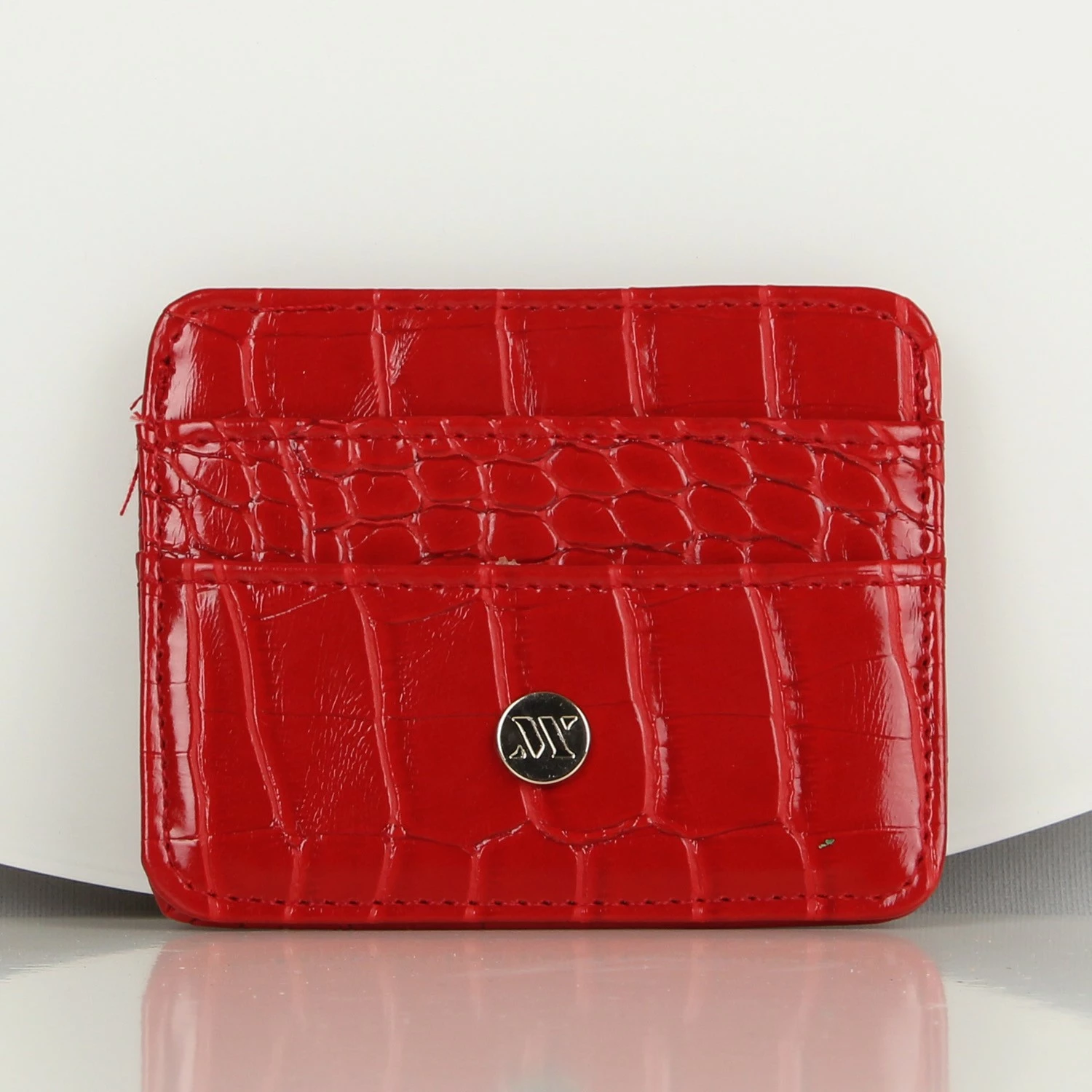 Portofol prej lëkure, mbajtës kartelash, i kuq, Zoozie Bags, 2514