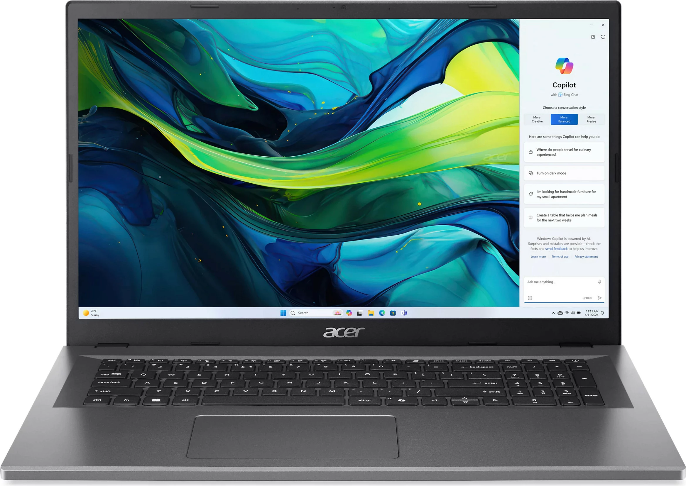 Laptop Acer Aspire Go 17 AG17-31P-36S2, Core 3 N355, 16GB RAM Memorje, 512GB SSD, Windows 11 Home, gri