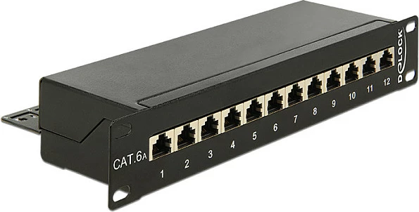 Patchpanel DeLOCK 10", 12 Porta Cat6A, 1U, i zi