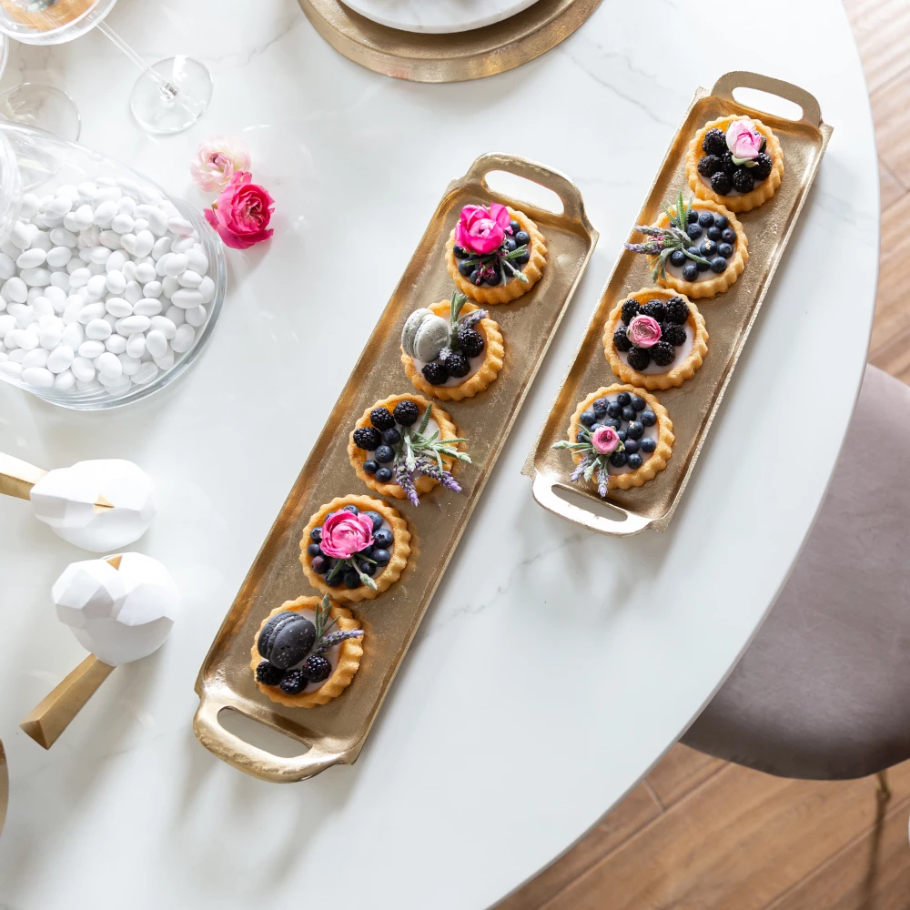 Tabaka dekorative ADORO, alumin, ngjyrë ari, 61x16x4 cm