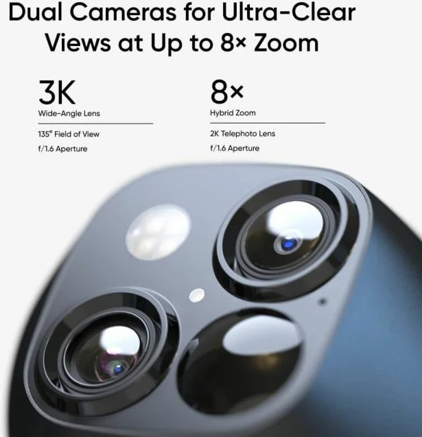 Kamerë sigurie e jashtme wireless Anker Eufy Security SoloCam S340 3K Dual-Cam, 8GB, me panel solar, bardhë/zezë