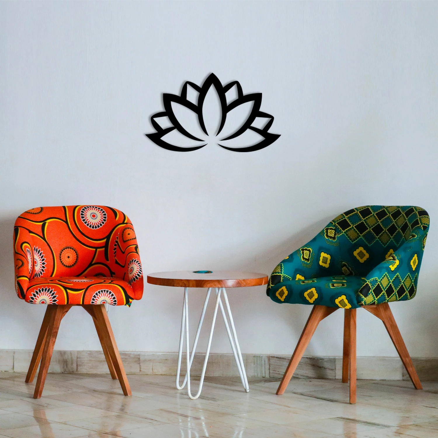 Aksesor dekorativ për mur, lule lotus metalike, Wallity, 60x35cm
