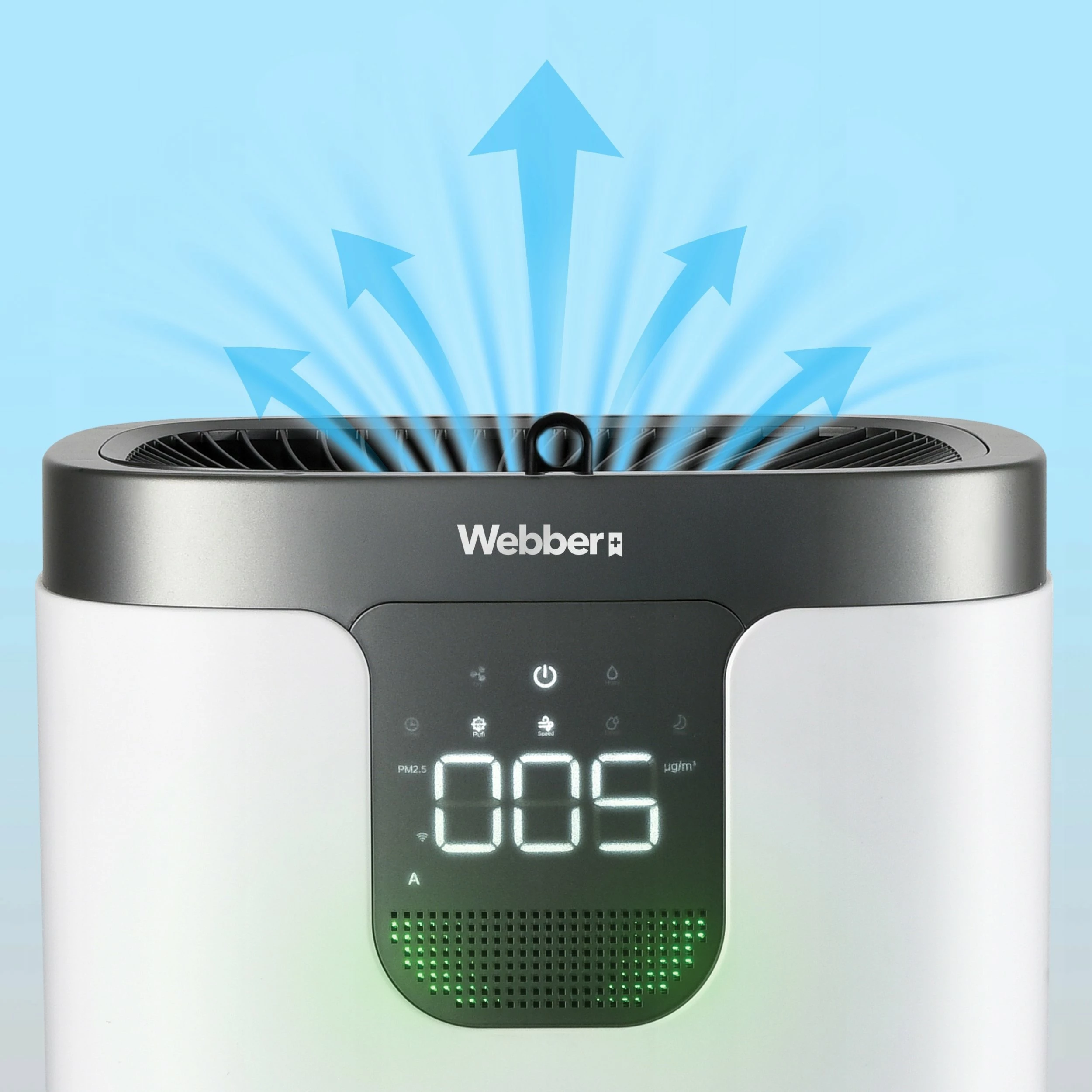 Pastrues ajri Webber APEH11003, HEPA H12, Wi‑Fi, UV‑C, jonizim, me lagështues 8 L, 350 m³/h, deri 120 m², i bardhë