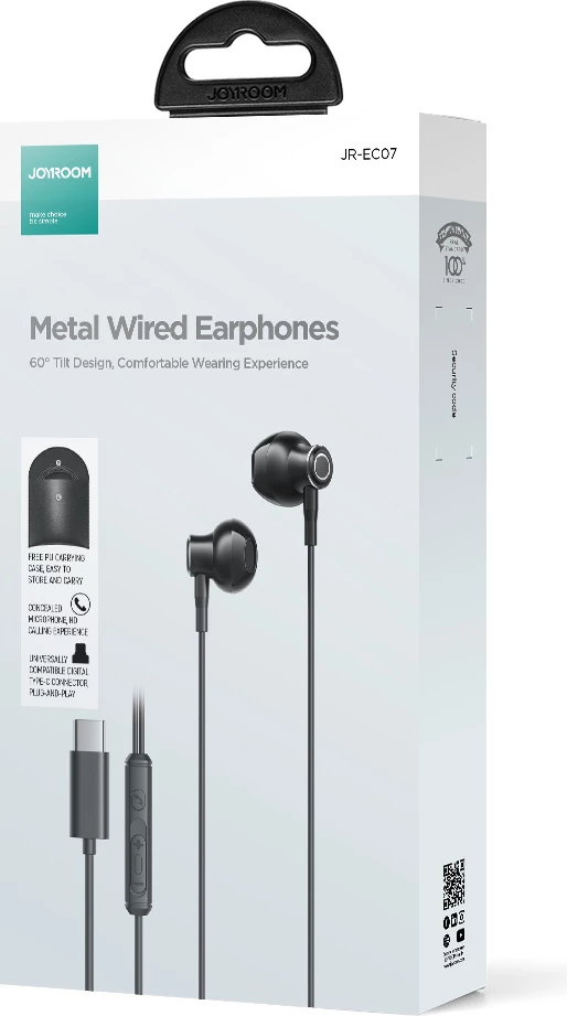 Kufje in-ear Joyroom TYPE-C JR-EC07 me mikrofon, USB-C, të zeza