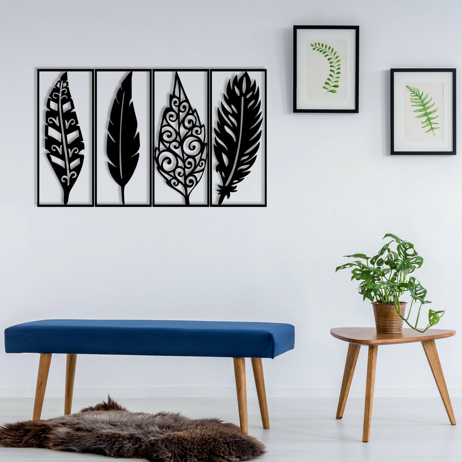 Aksesor dekorativ metalik për mur Wallity, Safderun, ngjyrë e zezë, 100x60cm
