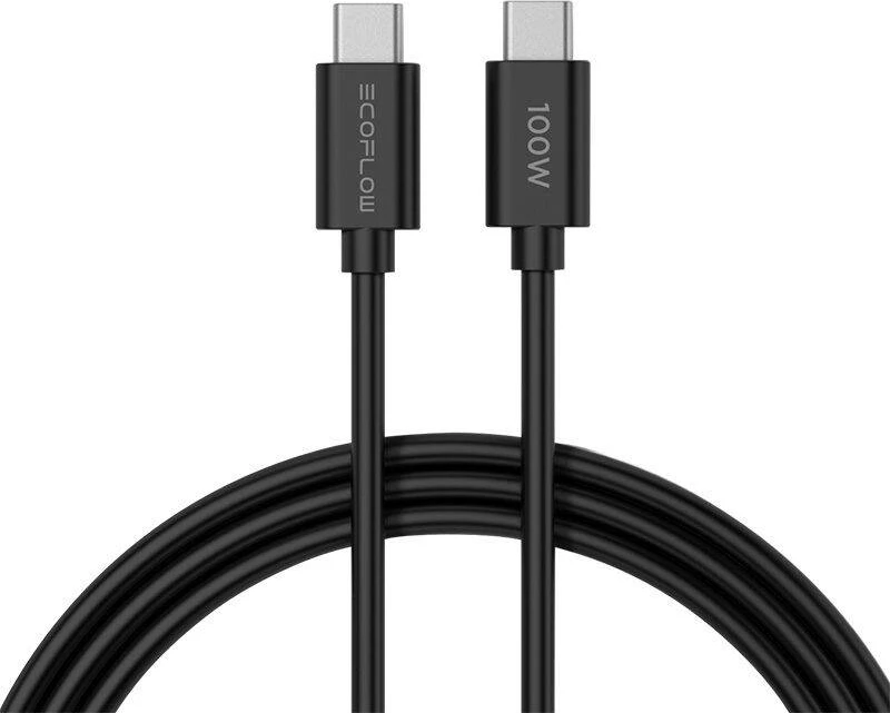 Karikues rrjeti EcoFlow RAPID 65W GaN, 2x USB-C, 1x USB-A, argjendtë-e zezë, me kabllo 1m