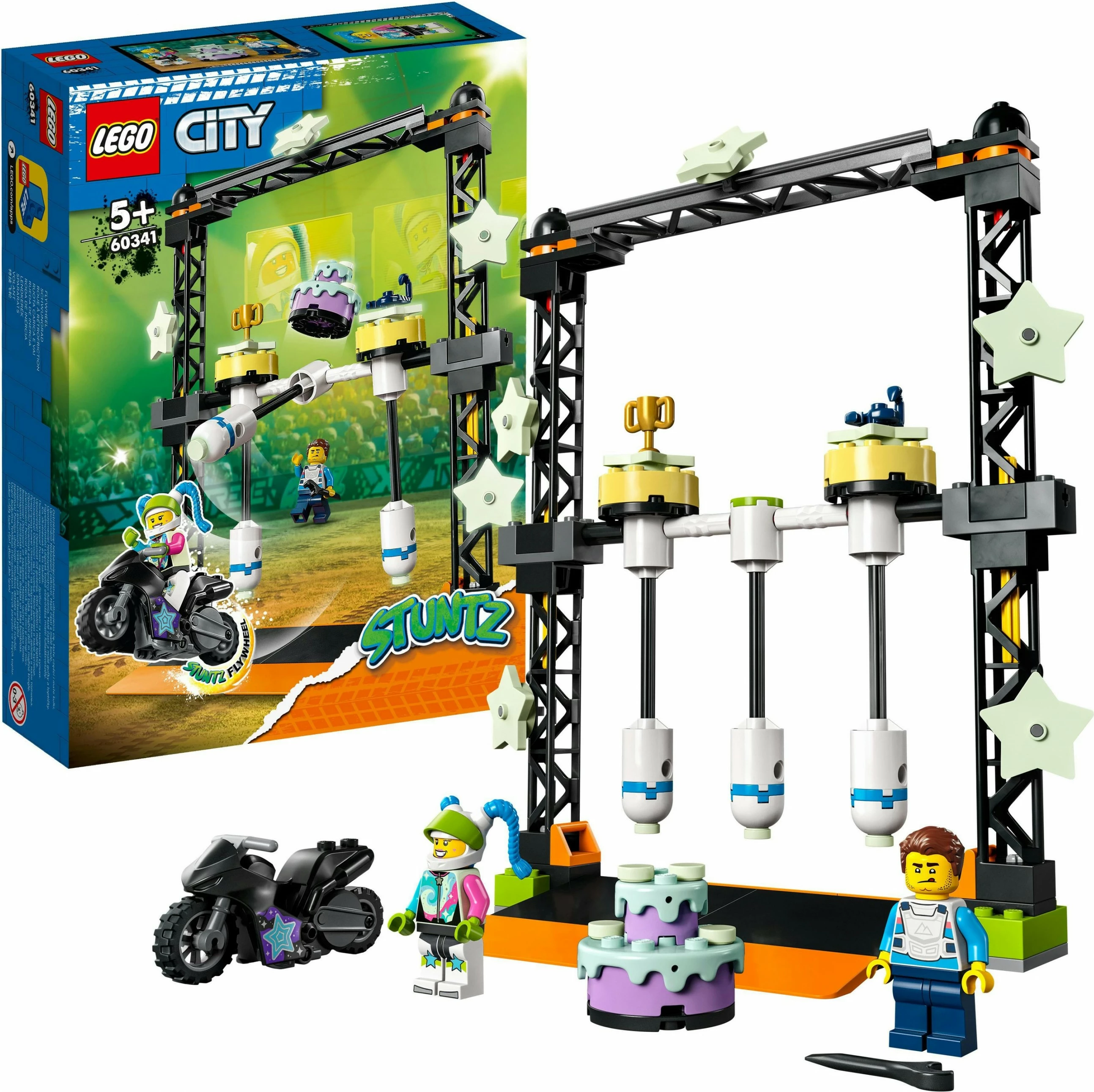 Set ndërtimi LEGO City The Knockdown Stunt Challenge, 117 pjesë, plastikë, shumëngjyrësh