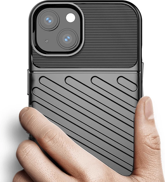 Mbështjellës silikoni ONASI Thunder Armor për iPhone 15, mbrojtje e fortë me absorbim goditjesh, e zezë