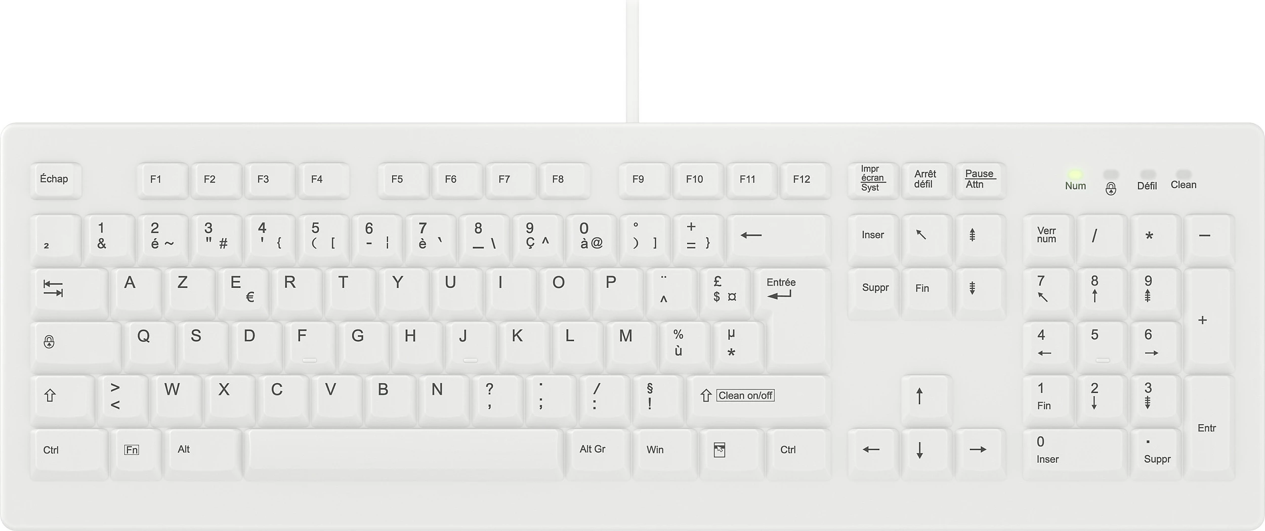 Tastierë Active Key AK-C8100, USB, full-size, AZERTY, mbulesë silikoni e heqshme, e bardhë