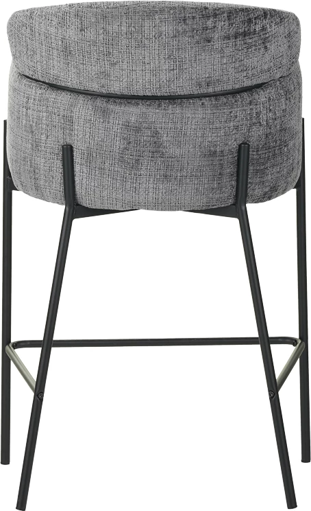 Karrige për bar Tolerse, material stof ngjyrë gri e çelët, këmbë metalike të zeza