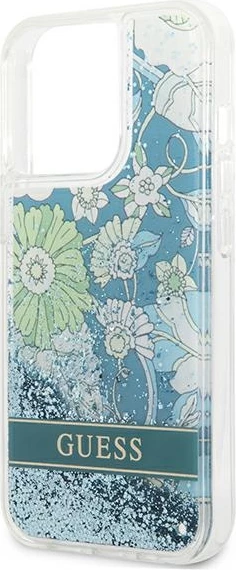 Mbështjellës Guess Flower Liquid Glitter për iPhone 13/13 Pro 6.1", Gjelbër