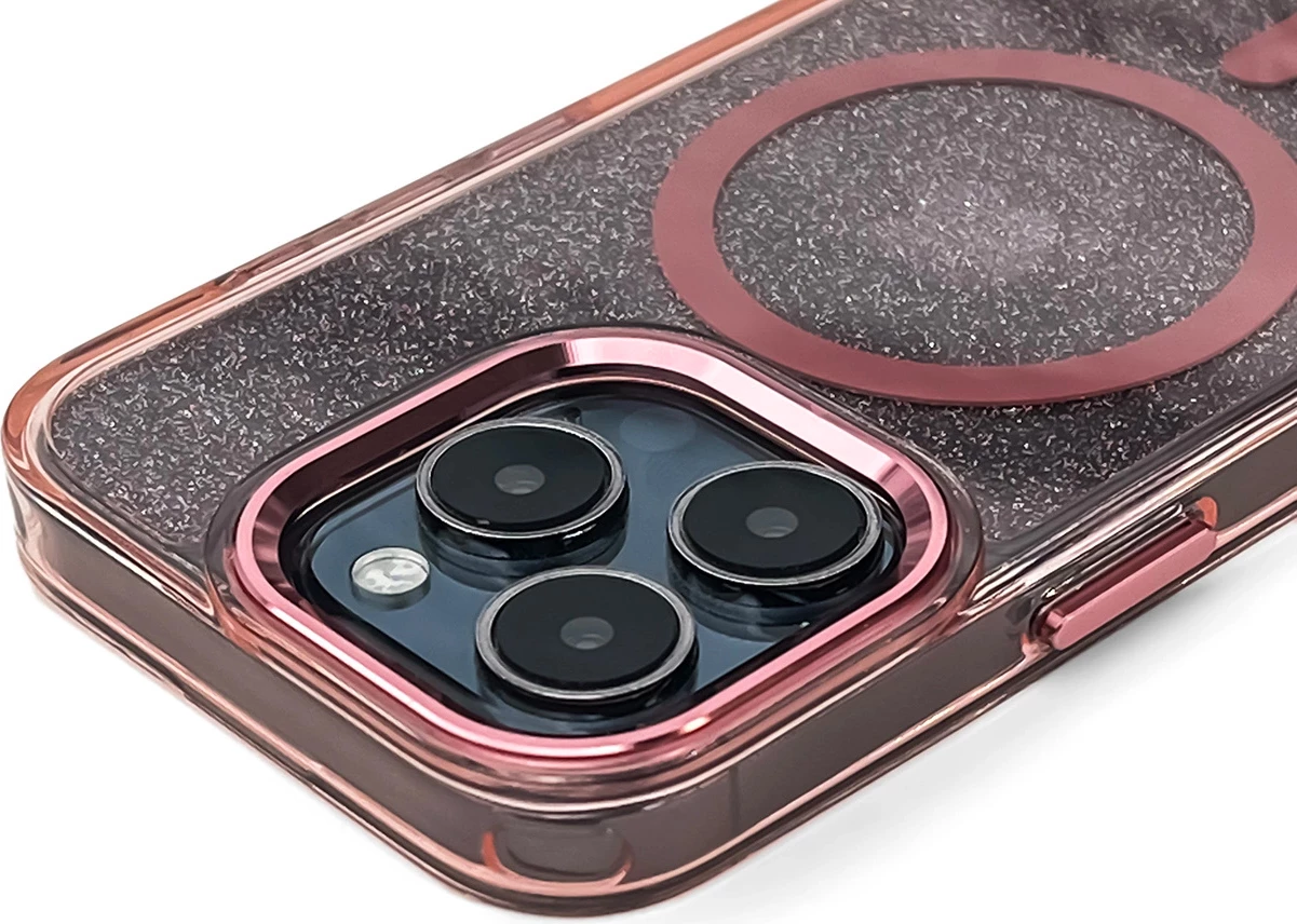 Mbështjellës Hurtel Glitter Case MagSafe për iPhone 17 Pro, Rozë