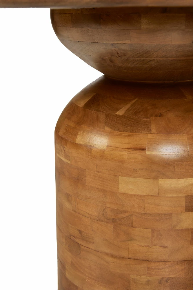 Tavolinë rrumbullake, ngjyrë arre, 130x130x77cm