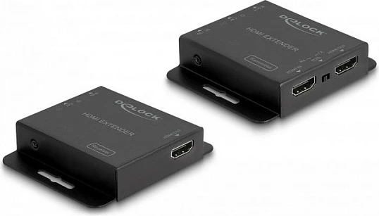 Set zgjatës HDMI DeLOCK, 4K 30Hz, HDMI over Cat6, 70m, PoC, i zi