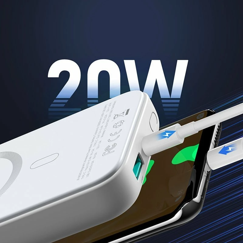 Powerbank Joyroom JR-W020 10000mAh 20W MagSafe, i bardhë, me kabllo USB-C 40cm