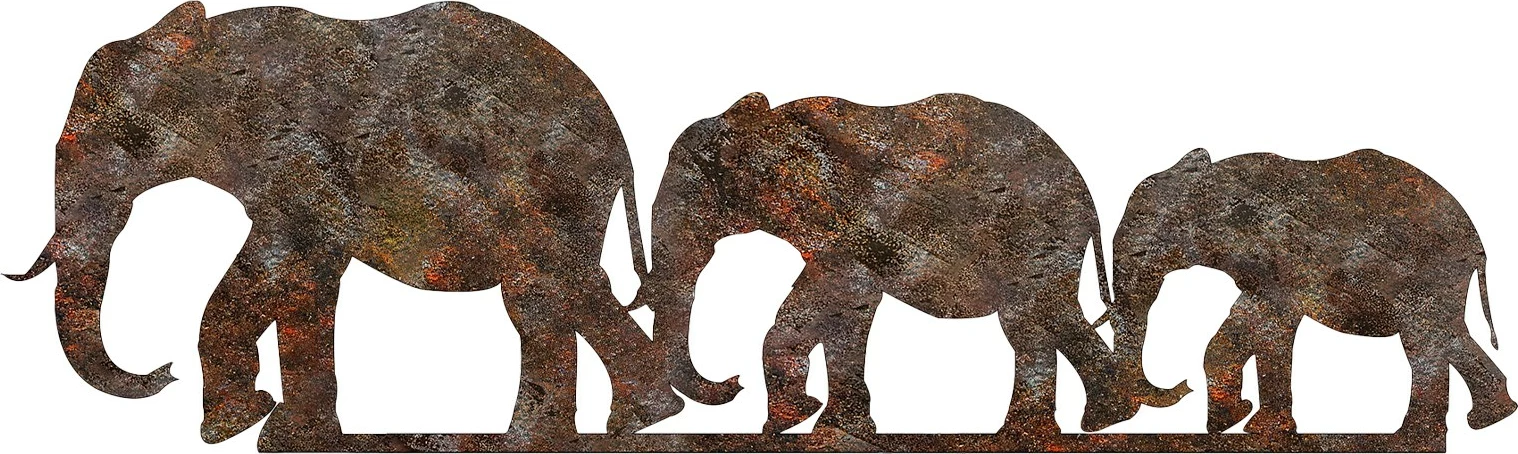 Aksesor dekorativ metalik për mur, elefantë, ngjyrë antike, Wallity