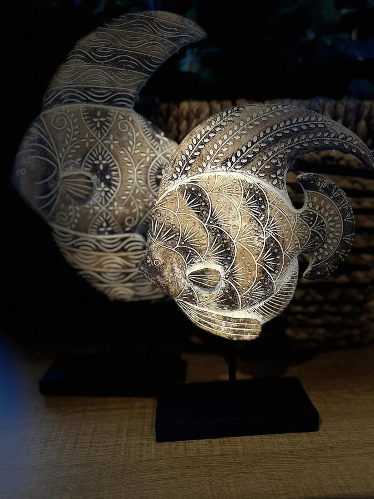 Dekor peshk gourami, polirezine, ngjyrë kafe, 19x6x25 cm