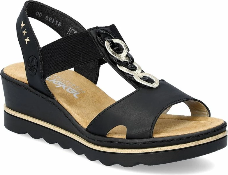 Sandale platforme për femra Rieker 67498-00, të zeza