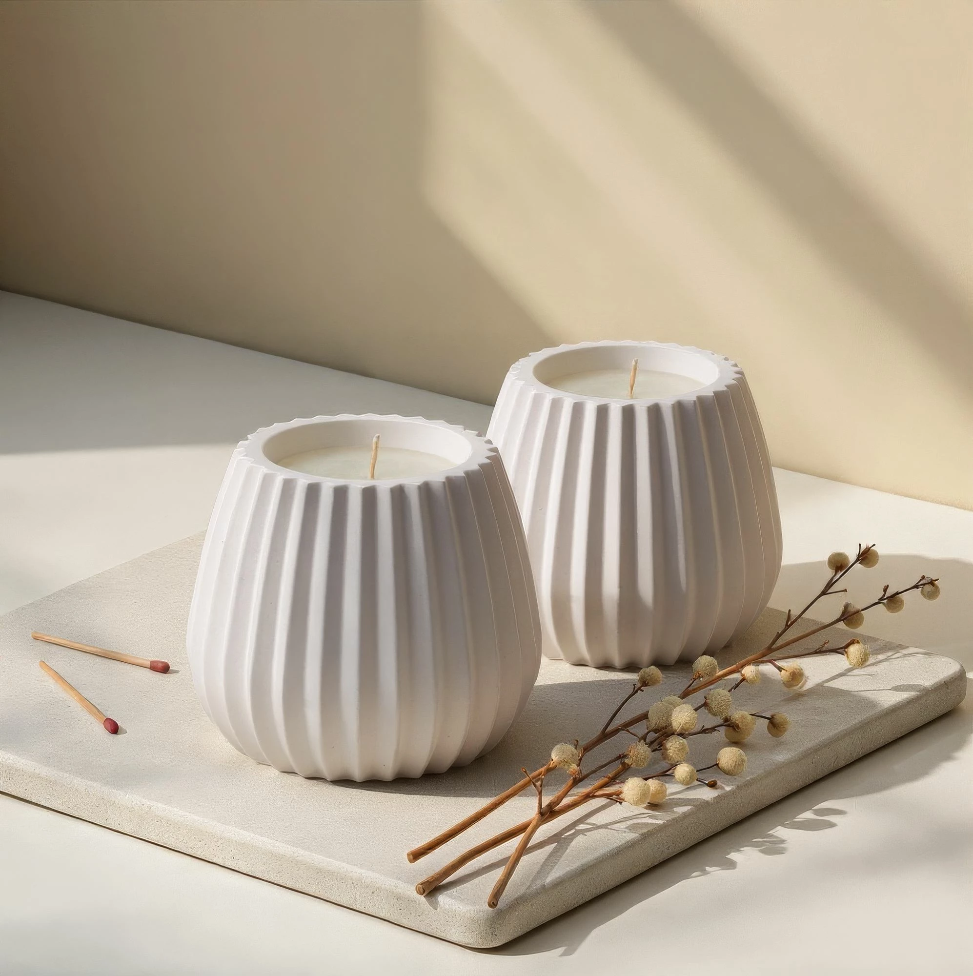 Set qirinjsh (2 copë), Evila Originals, Kozeda, të bardhë