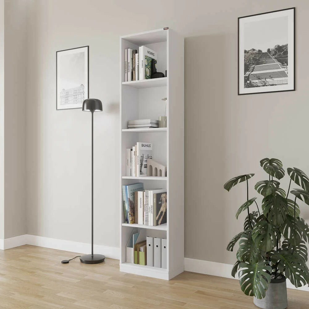 Raft librash Hanah Home, Ktp-325-Bb-1, ngjyrë e bardhë