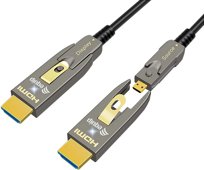 Kabllo HDMI optike aktive Equip 2.1, 30m, 8K/60Hz, Type-A + Micro HDMI (Type-D), eARC, e zezë