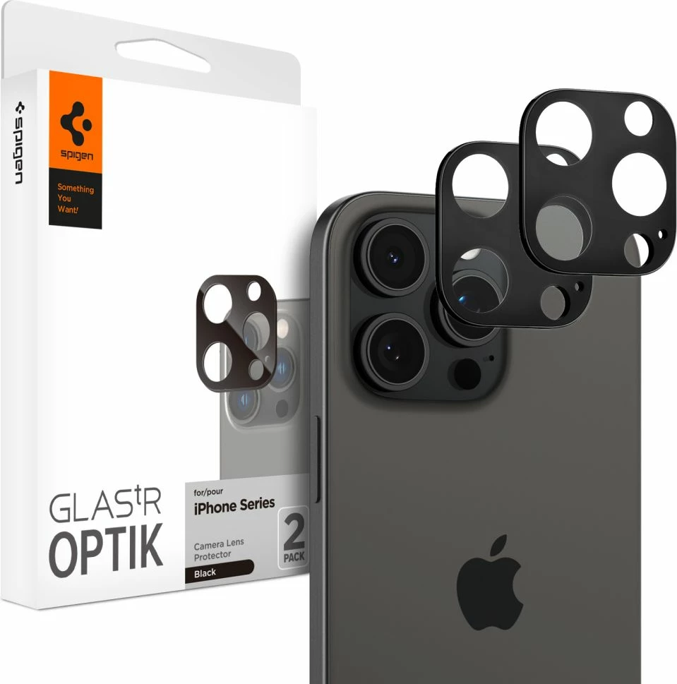 Mbrojtës lentesh kamere Spigen Optik.TR (xham i temperuar 9H) për iPhone 14 Pro/14 Pro Max/15 Pro/15 Pro Max/16 Pro/16 Pro Max, zi, 2 copë