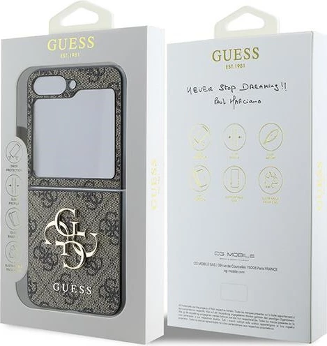 Mbështjellës Guess Leather 4G Metal Logo për Samsung Galaxy Z Flip 6, Kafe