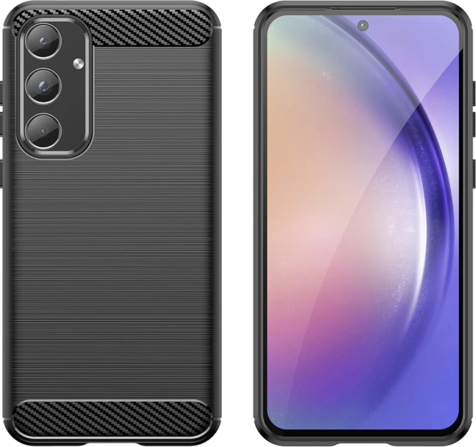 Mbështjellës Hurtel Carbon Case për Samsung Galaxy A55, i zi