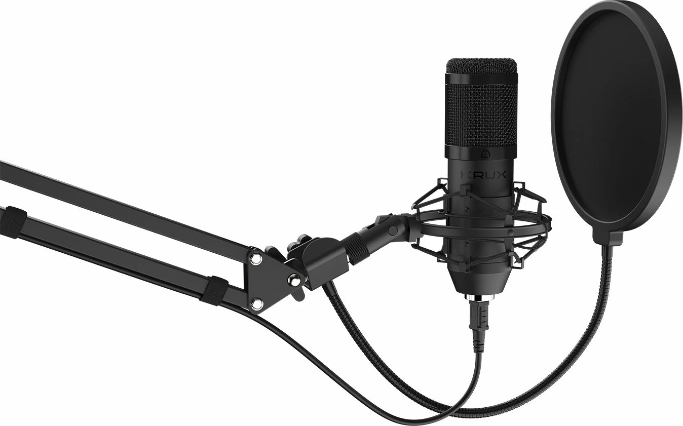 Mikrofon Krux EDIS 1000 KRX0109 USB kondensator kardioid me boom arm, set, i zi