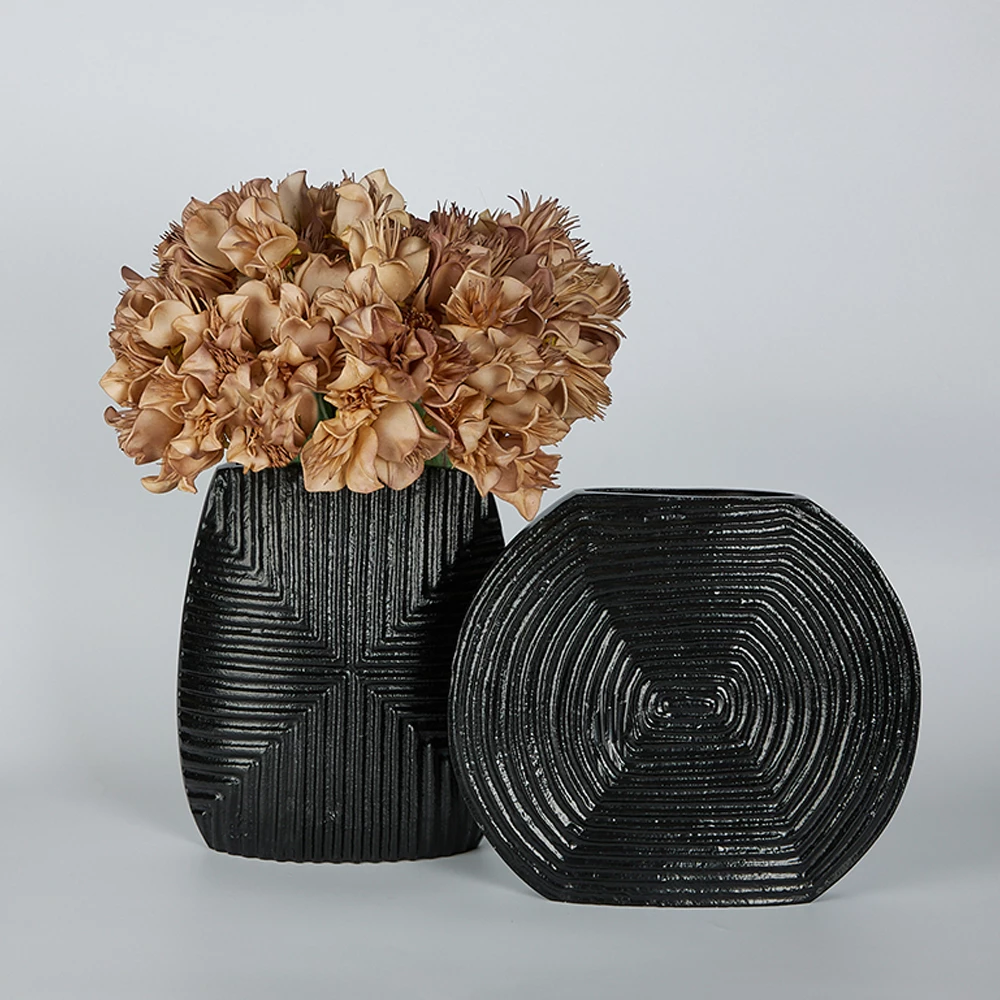 Vazo LINEAR, alumin, e zezë, 28x6x24cm