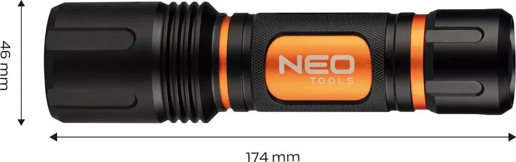 Llambë dore me bateri Neo 99-036 1500 lm LED CREE XHP50.2 6xAA, e zezë/portokalli