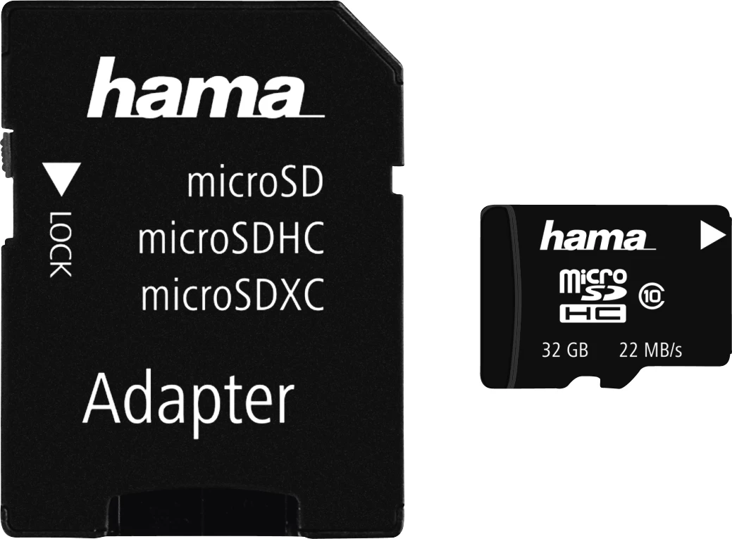 Hama microSDHC 32GB Class 10 22 MB / s + adapter, 108089