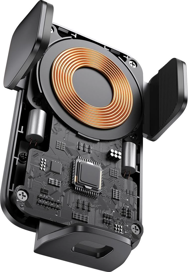 Mbajtës celulari Baseus Wisdom CGZX000001, karikim pa tel Qi 15W, për grilë ventilimi, USB-C, kabllo 1 m, i zi