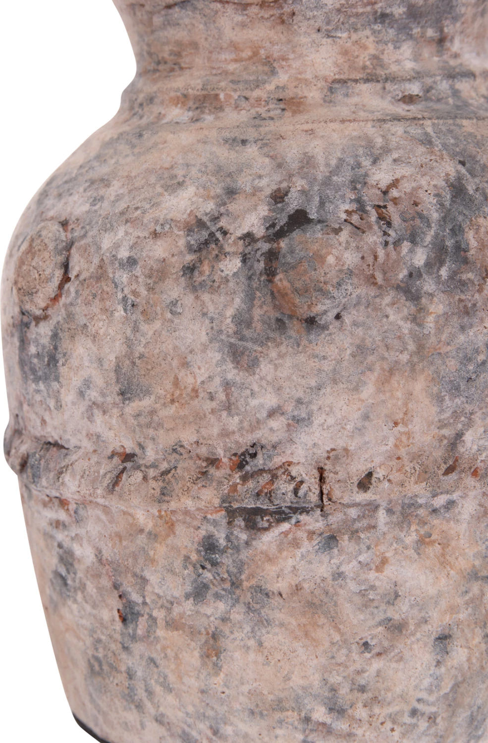 Vazo dekorative tavoline, terrakote, ngjyrë gri e furçuar, VERMO FH4395, 17x19cm