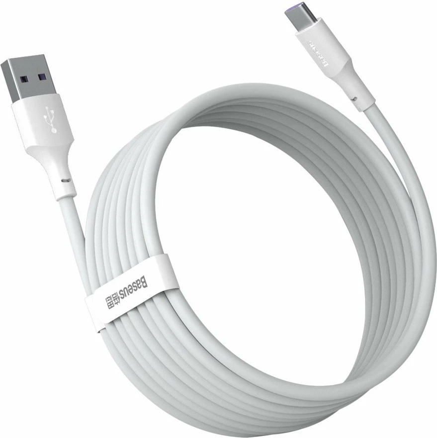 Kabllo USB në USB Type-C Baseus TZCATZJ-02, 1.5m, 40W, Set 2 copë, Bardhë