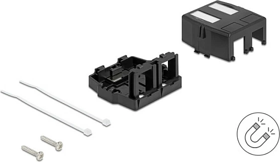 Kuti Keystone DeLOCK 2-Port, me bazë magnetike, e zezë