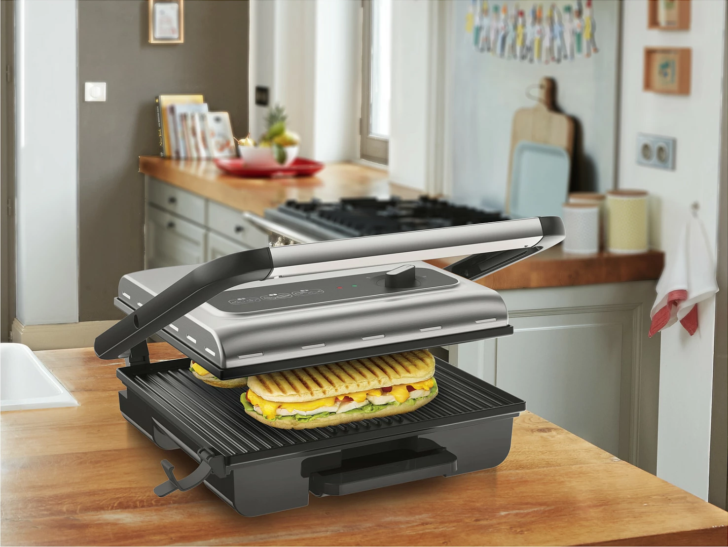 Grill tavoline Tefal Inicio GC242D12, 2000W, 3 nivele, i zi/inoks