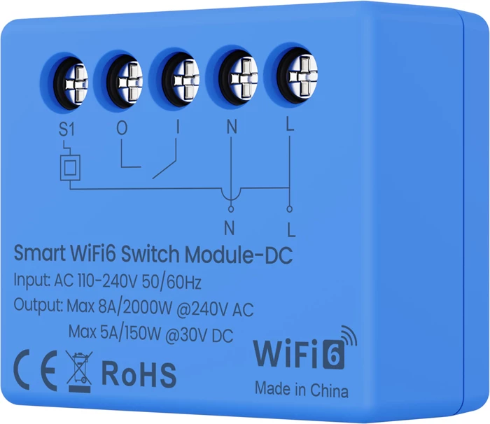 Modul switch smart Avatto WSM20DC Wi‑Fi 6, relé pa potencial, 8A/2000W