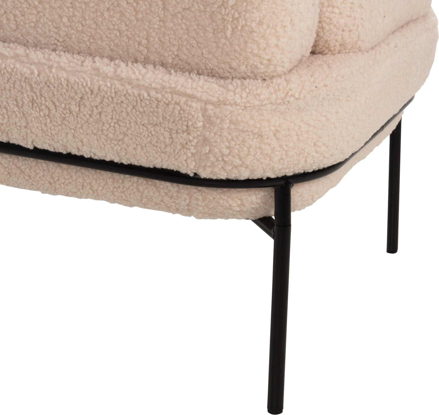 Fotelje AGNES FH9525.20, pëlhurë boucle ecru, këmbë metalike të zeza, 74x71x83H cm.