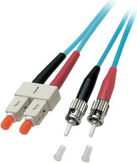 Kabllo patch fibër optike EFB Elektronik, SC-ST, OM3, duplex, 3m, LSZH, turkeze